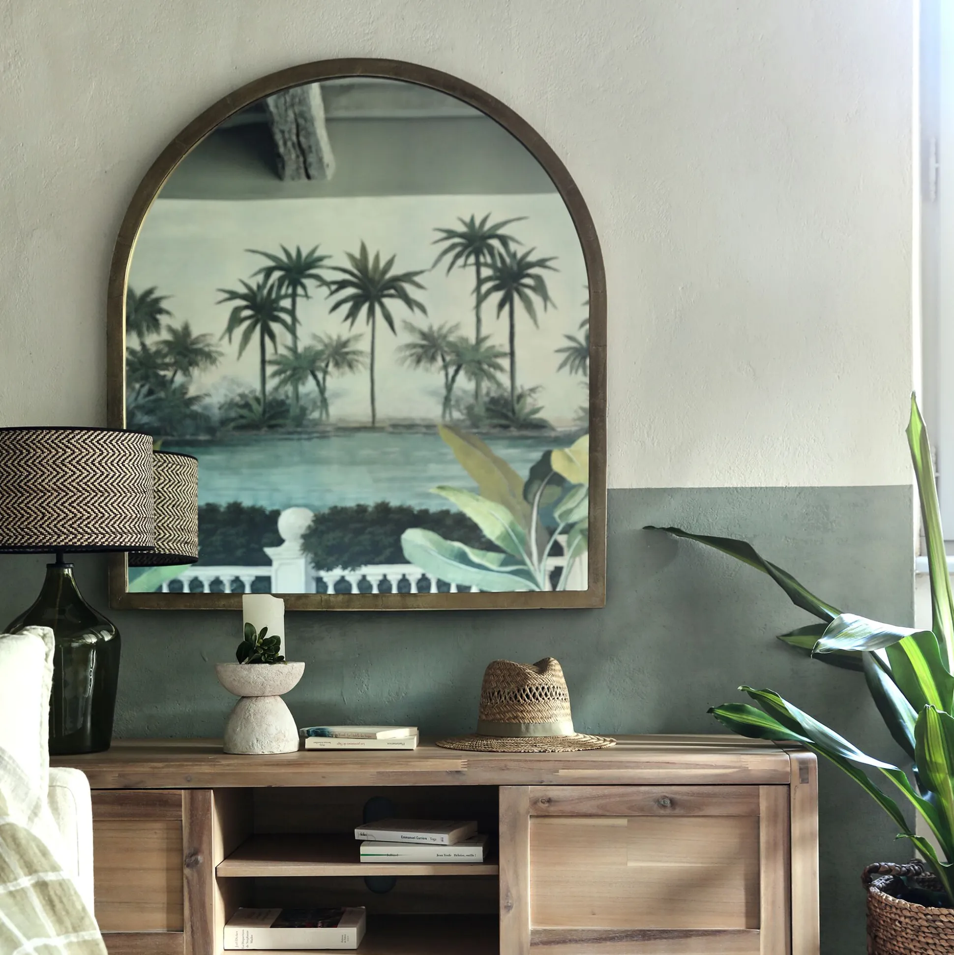 Miroir voûte en métal vieilli - doré 91x102cm