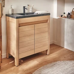 Mitigeur de lavabo en laiton - noir H14,6cm