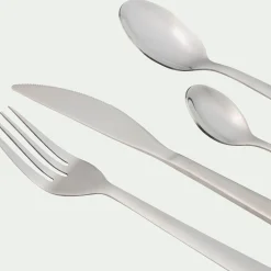 Ménagère 24 pièces en inox brillant - gris métallisé