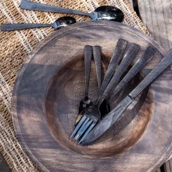 Ménagère 16 pièces en inox noir