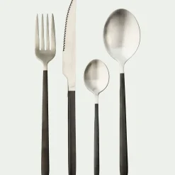 Ménagère 16 pièces en inox satiné et manche noir