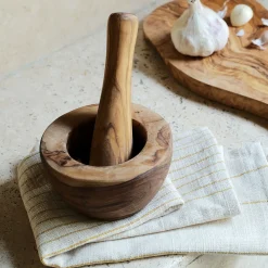 Mortier en bois d'olivier D12cm - bois foncé