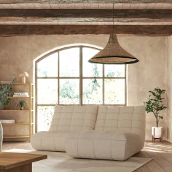 Méridienne en tissu bouclette - blanc écru