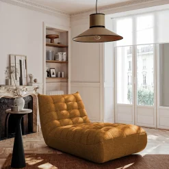 Méridienne en tissu chenille - jaune argan