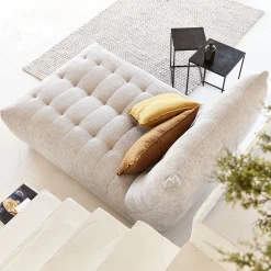 Méridienne en tissu chenille - beige roucas