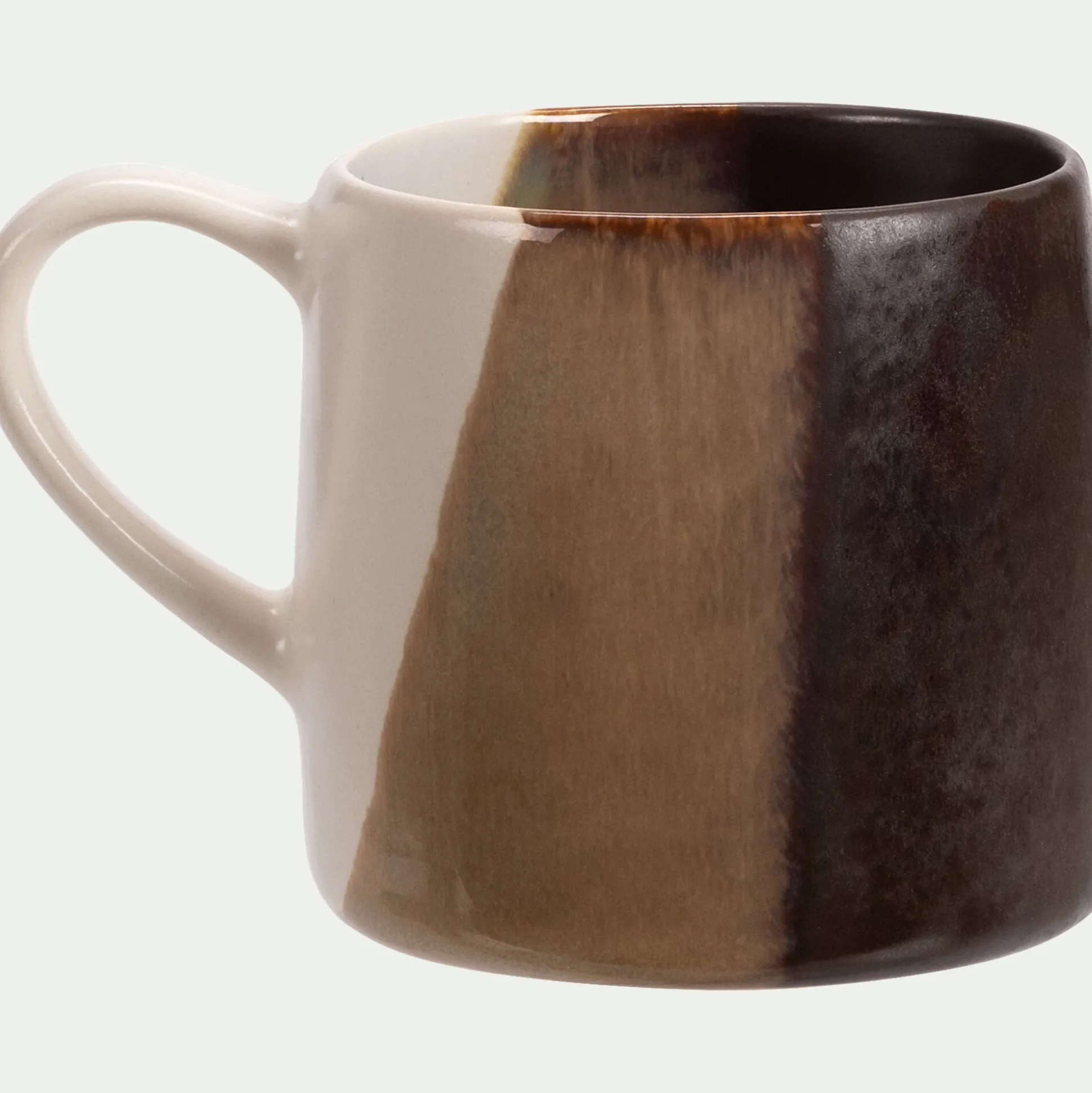 Mug tricolore en grès 39,5cl - marron