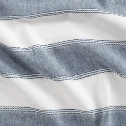 Nappe à rayures bleues en lin et coton 150x250cm - blanc