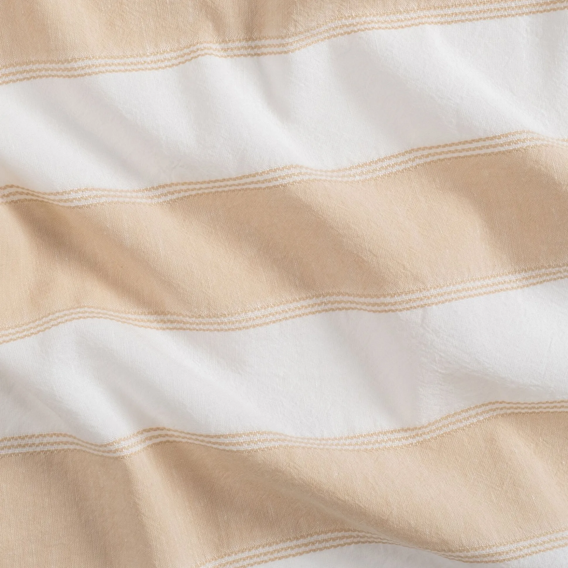 Nappe à rayures écrues en lin et coton 150x250cm - blanc