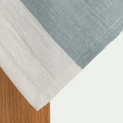 Nappe en lin et coton - bleu calaluna et naturel 170x250cm