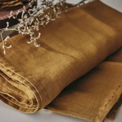 Nappe en lin lavé 150x250cm - brun alep