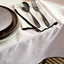 Nappe points bourdon en coton 150x150cm - beige