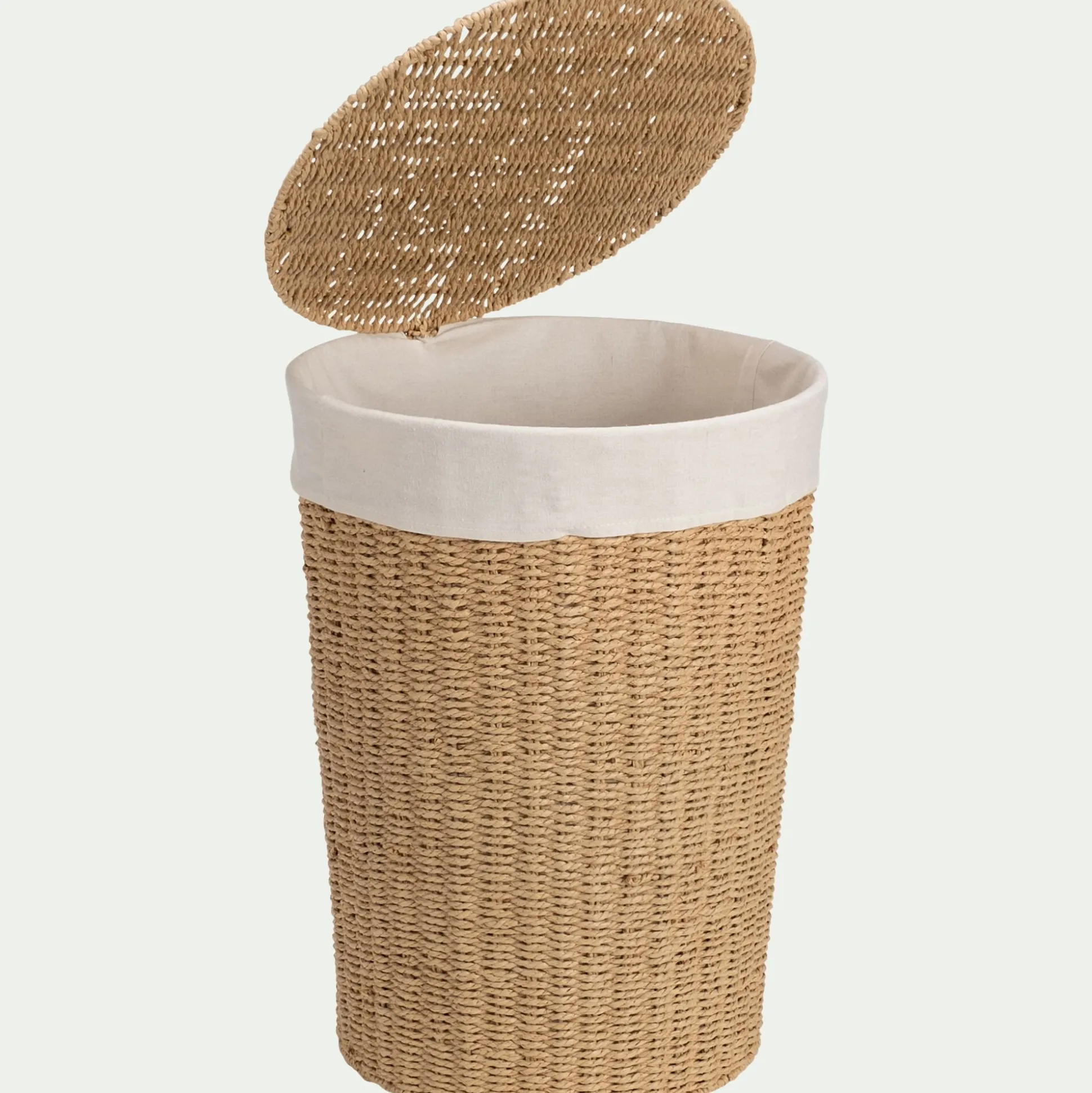 Panier à linge en corde de papier rond H54xD40 cm - naturel