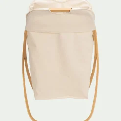 Panier à linge en polycoton et bambou H67xL46cm - blanc