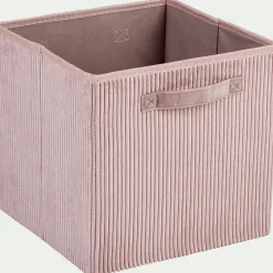 Panier de rangement en velours côtelé - rose H30xL30cm