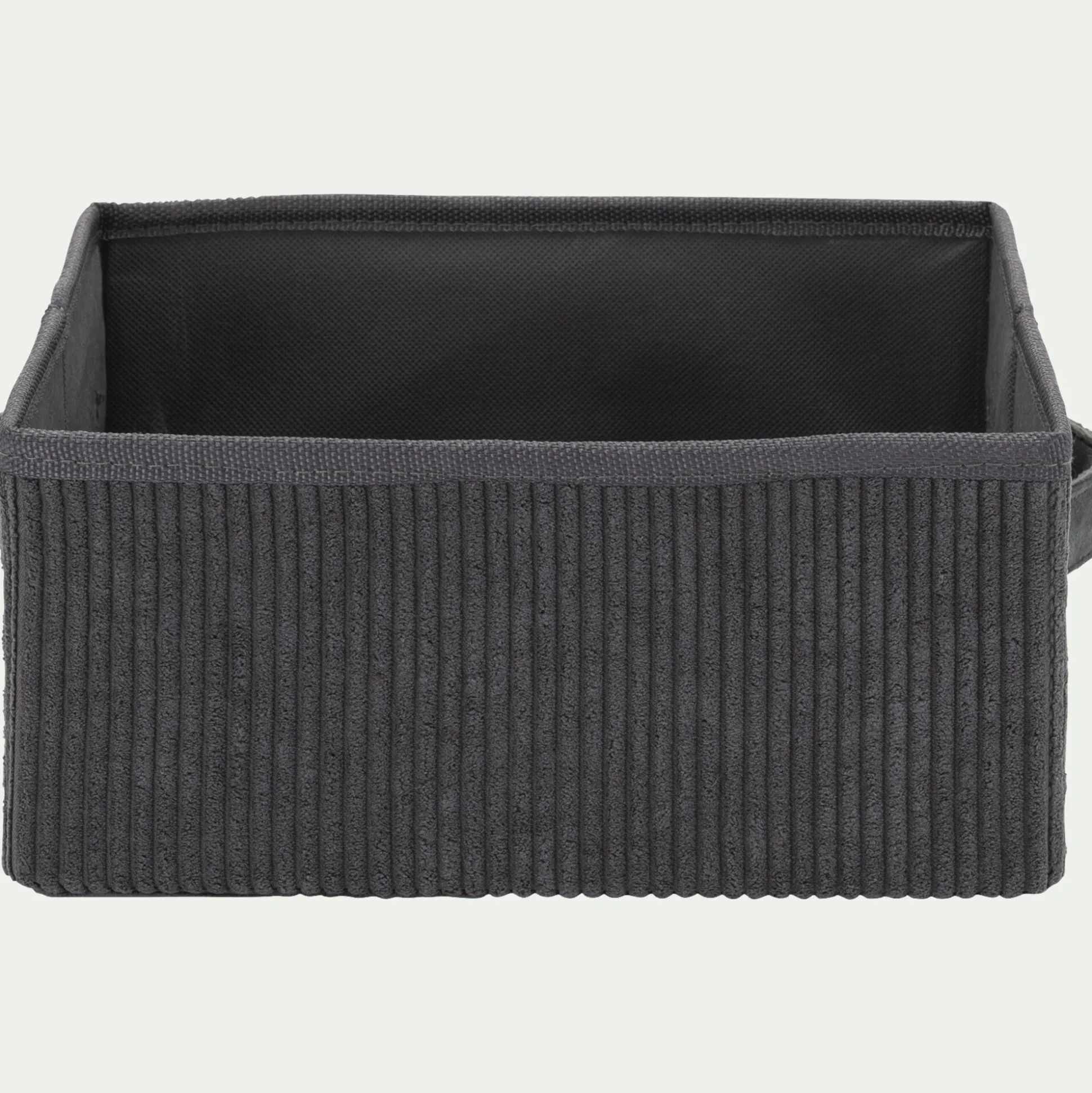 Panier de rangement en velours côtelé H12xL26xl20 cm - gris ardoise