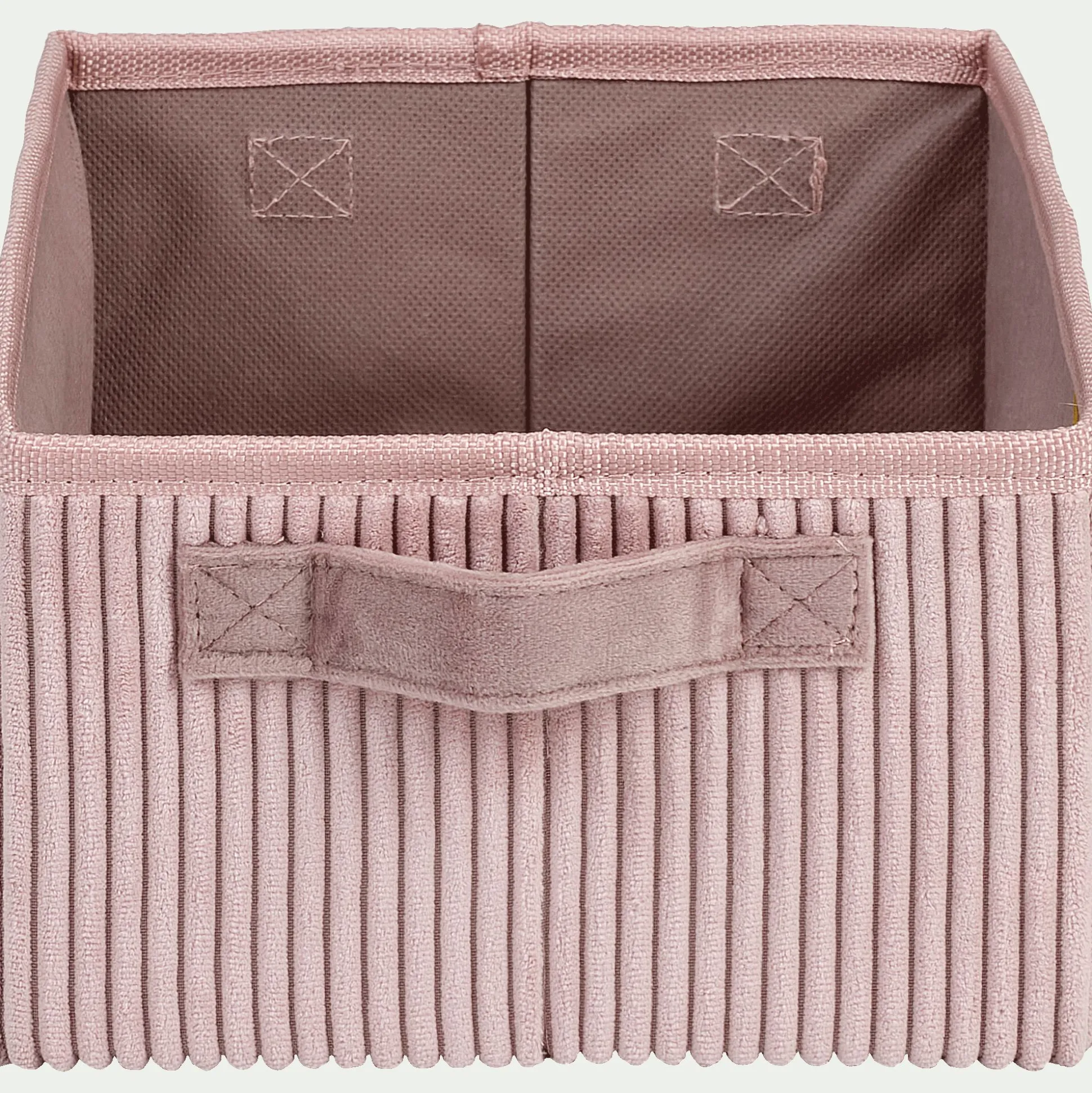 Panier de rangement en velours côtelé - rose H12xL26xl20cm