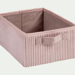 Panier de rangement en velours côtelé - rose H12xL26xl20cm