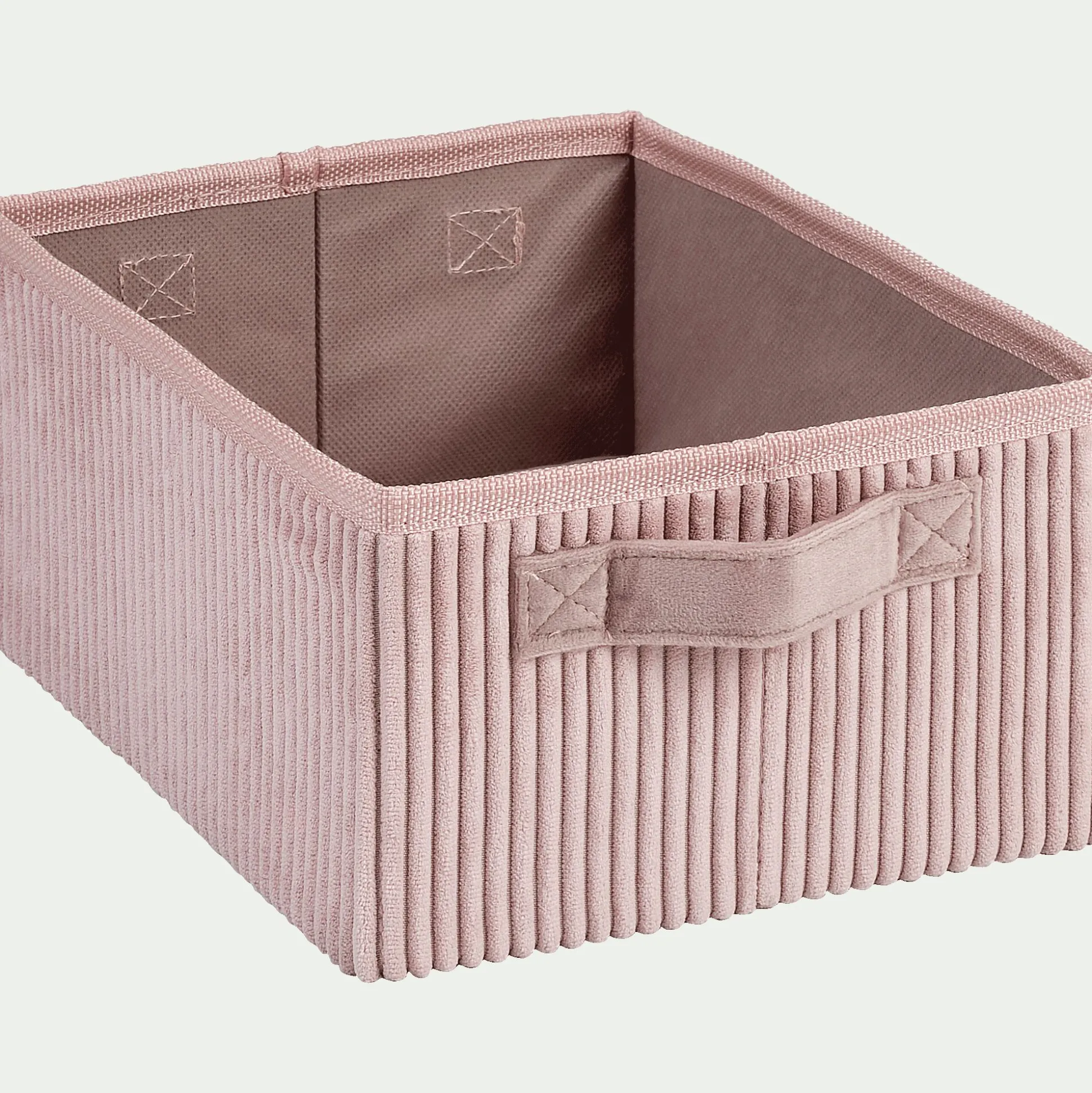 Panier de rangement en velours côtelé - rose H12xL26xl20cm