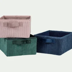 Panier de rangement en velours côtelé - rose H12xL26xl20cm