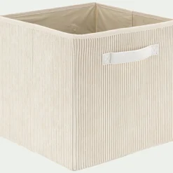 Panier de rangement en velours côtelé H30xL30cm - blanc ventoux