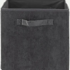 Panier de rangement en velours côtelé H30xL30cm - gris ardoise