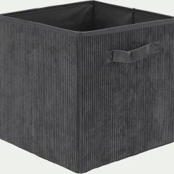 Panier de rangement en velours côtelé H30xL30cm - gris ardoise