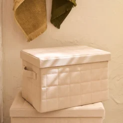 Panier de rangement pliable en tissu L33cm - beige