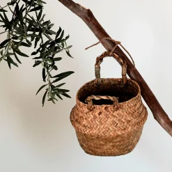 Panier en jonc de mer - naturel H14,5xD16,5cm