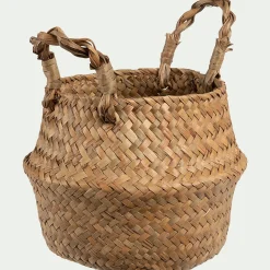 Panier en jonc de mer - naturel H14,5xD16,5cm