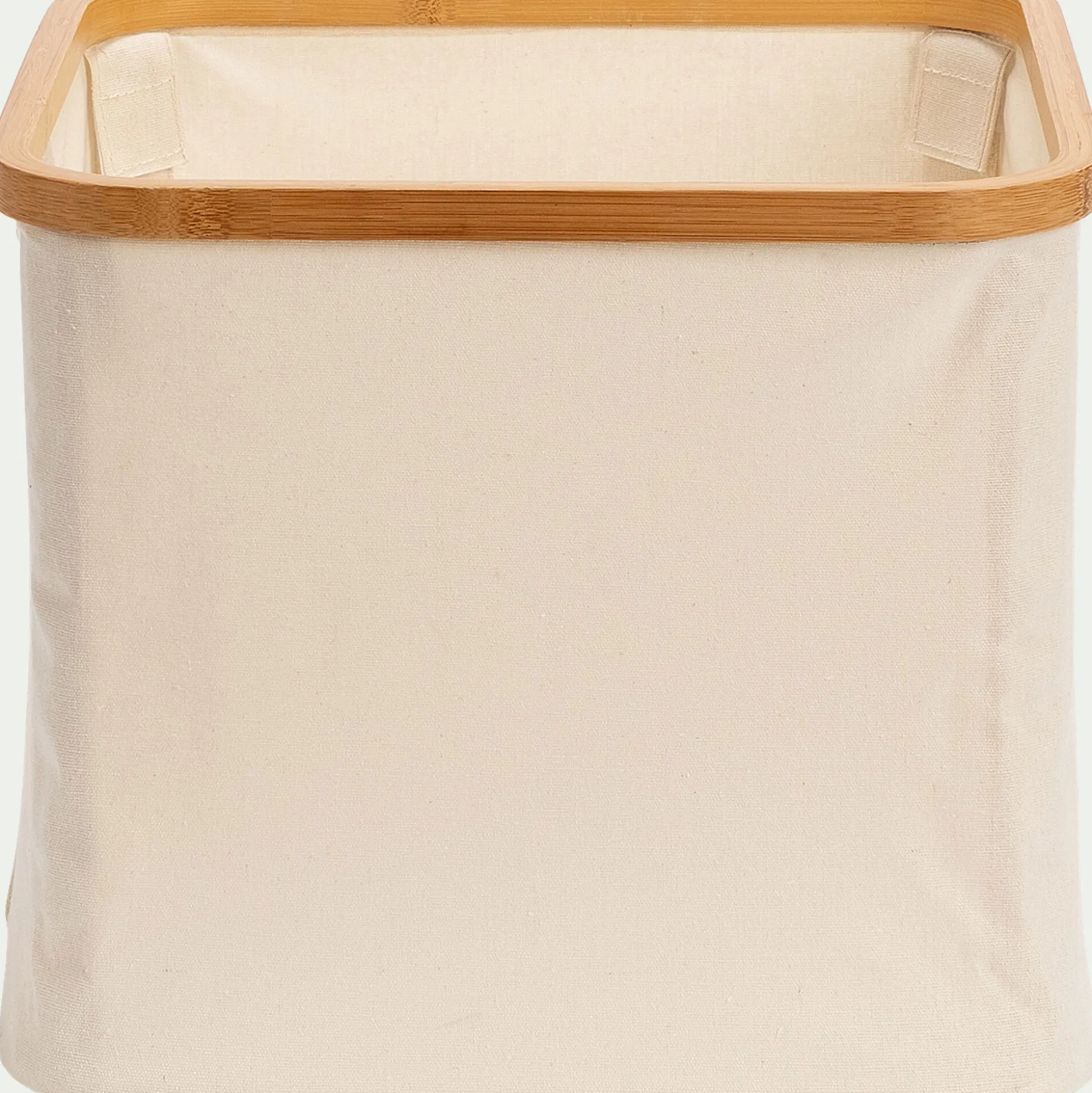 Panier en polycoton et bambou H15xL33cm - blanc