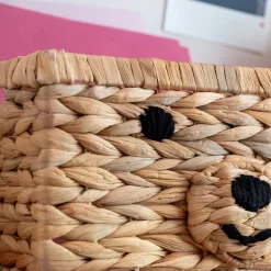 Panier ourson en jacinthe d'eau 20x30cm - naturel