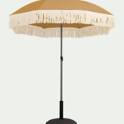 Parasol à franges et pied de parasol D180cm - beige nèfle