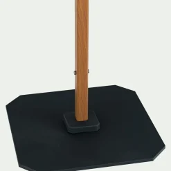 Parasol droit et sa base en aluminium effet bois 200x200cm - gris