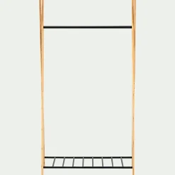 Penderie ouverte à 2 étagères en acier et bambou H173xL93cm - noir