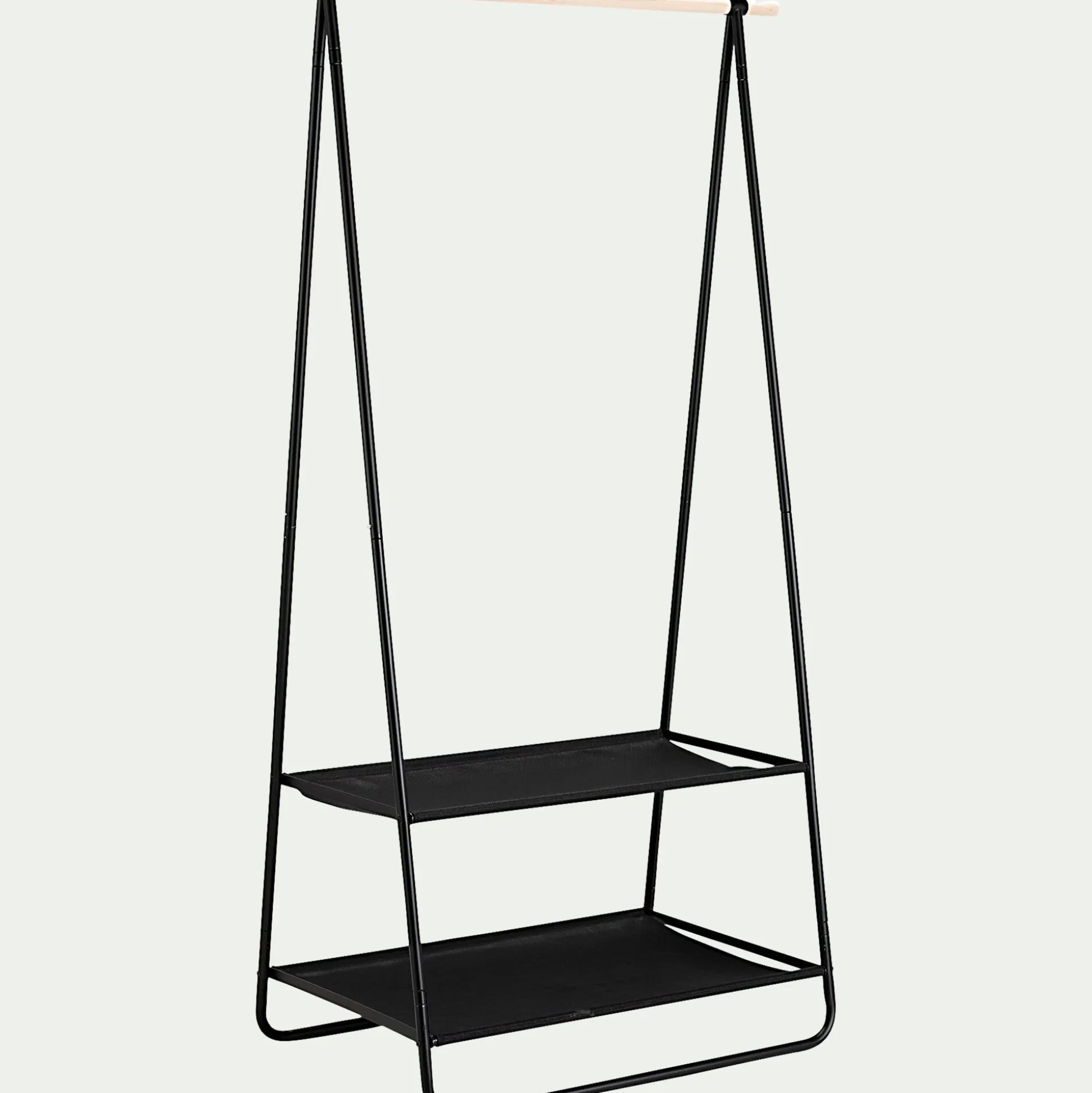 Penderie ouverte à 2 étagères en acier et en bois H171xL95cm - noir