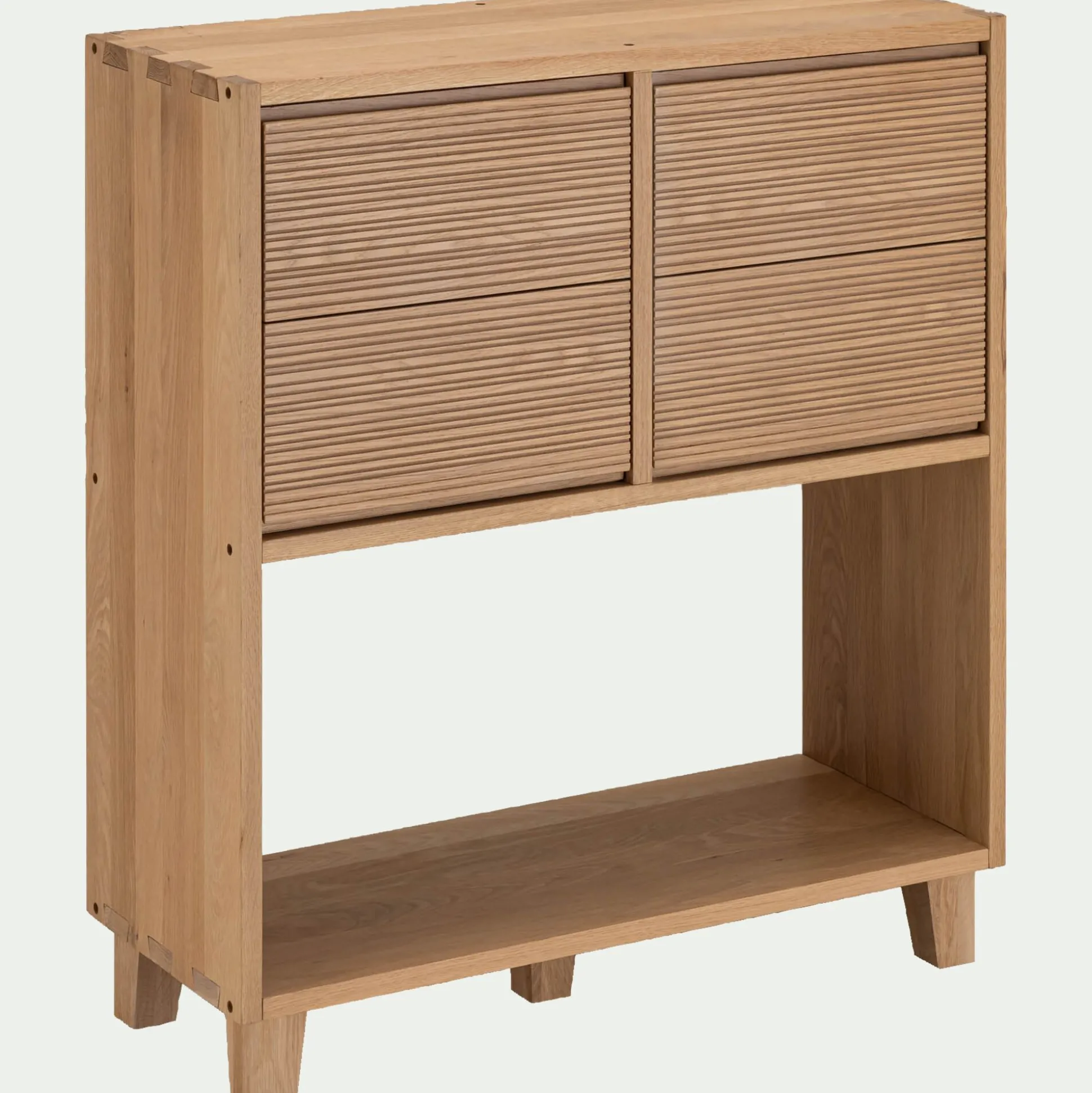 Petit buffet en bois de chêne avec tiroirs striés - bois clair