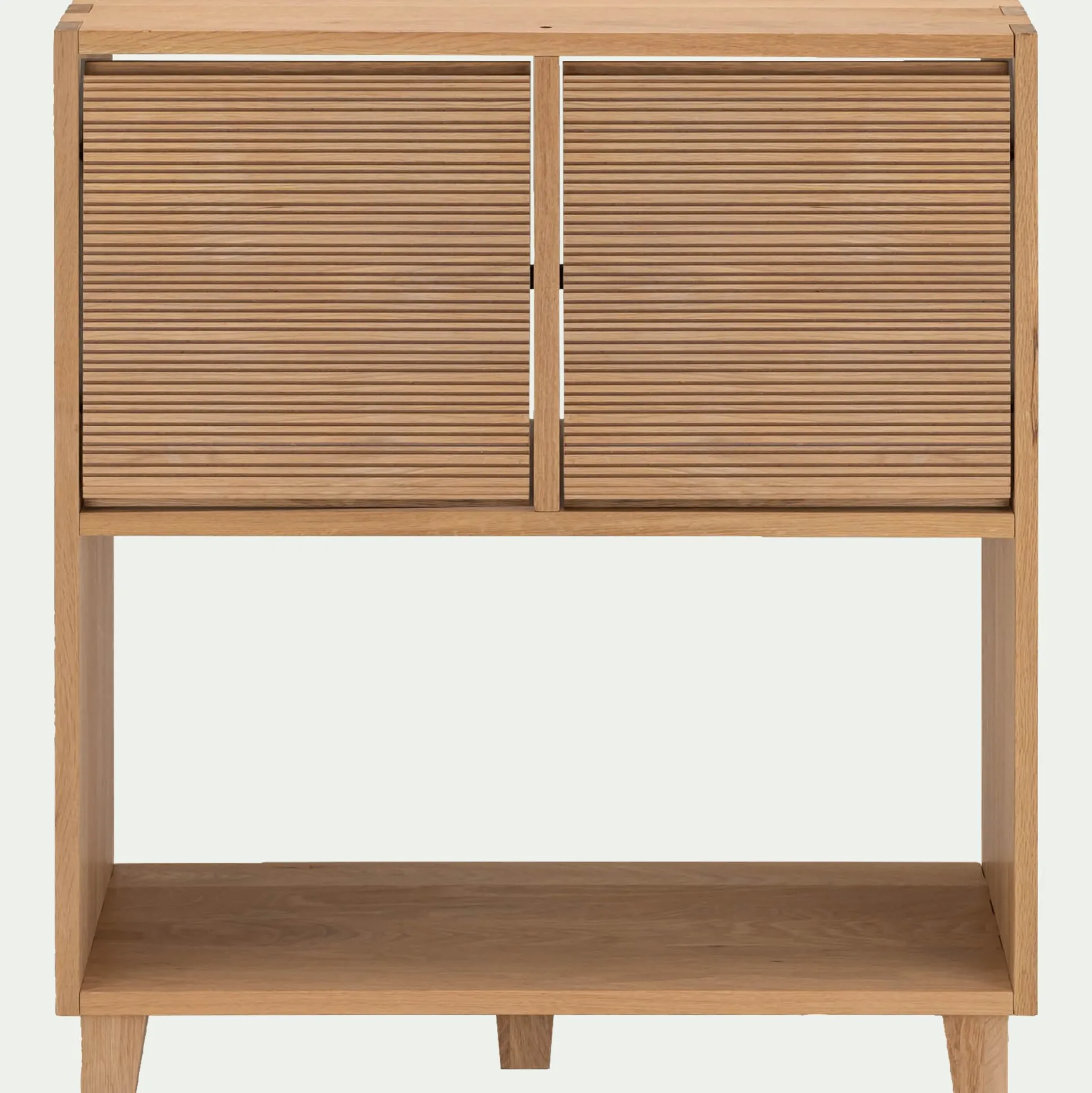 Petit buffet en bois de chêne avec portes striées - bois clair