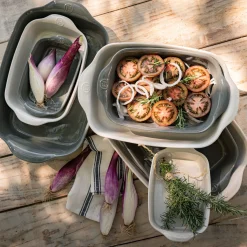 Petit plat à four individuel en céramique L30cm - vert cèdre