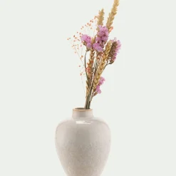 Petit vase en grès texturé H12,5 - blanc