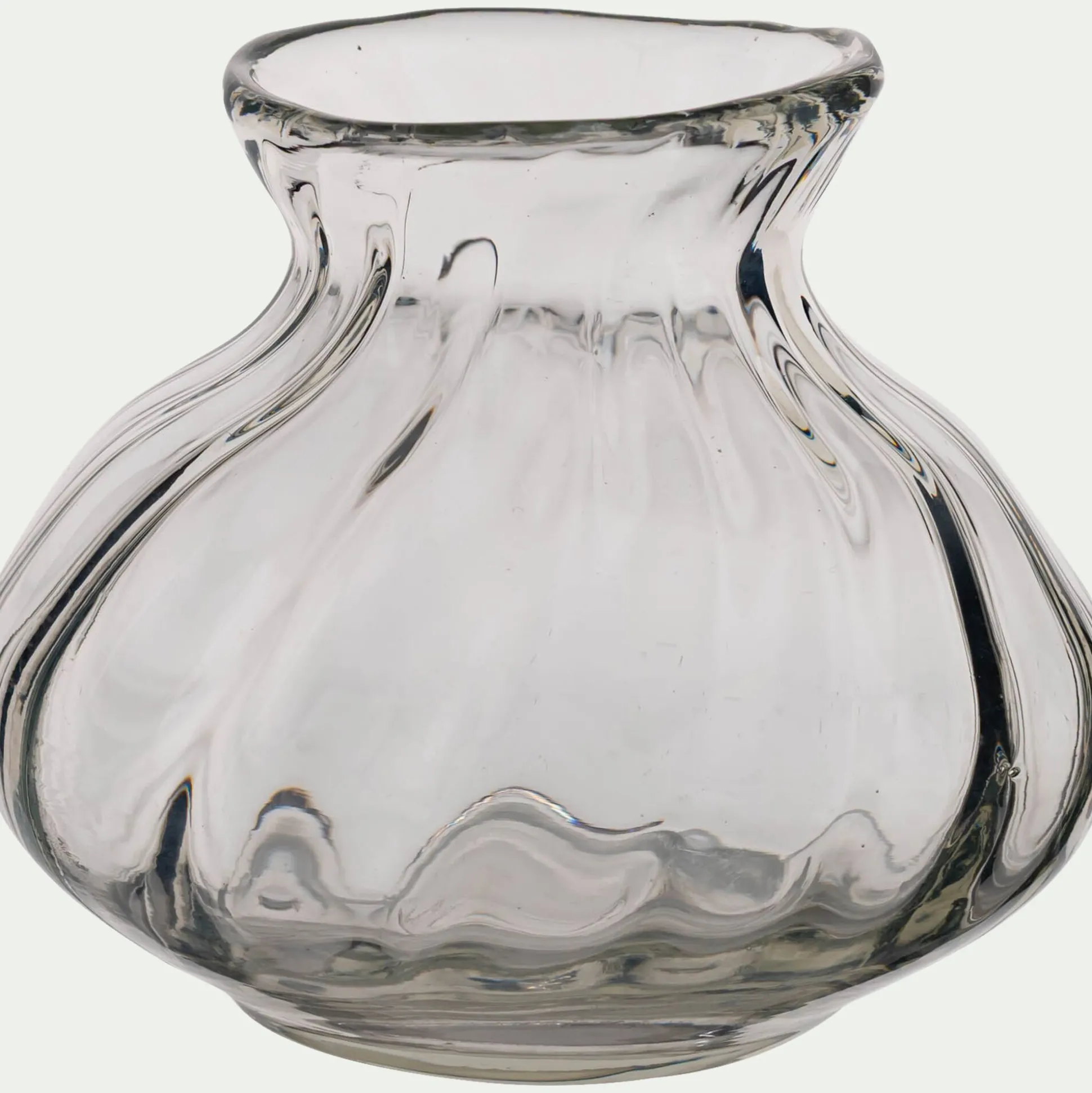 Petit vase en verre à vagues 9,5cm - transparent