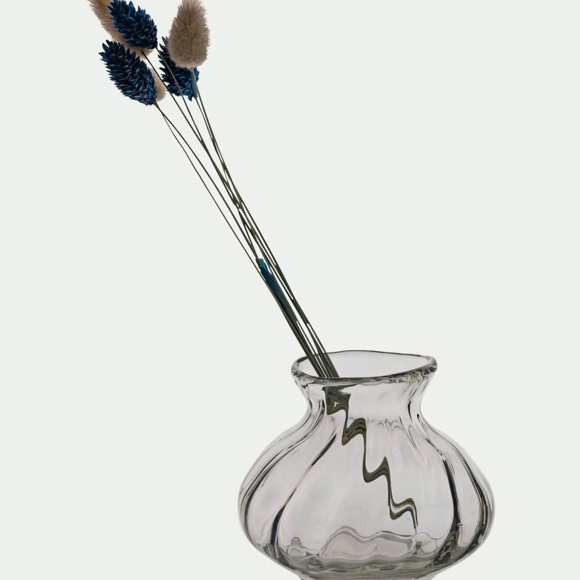 Petit vase en verre à vagues 9,5cm - transparent