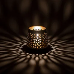 Photophore ajouré en métal H11cm - doré