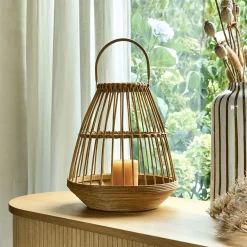 Photophore en bambou D28xH32cm - naturel