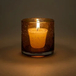 Photophore en verre bullé D8,3cm - brun rustrel