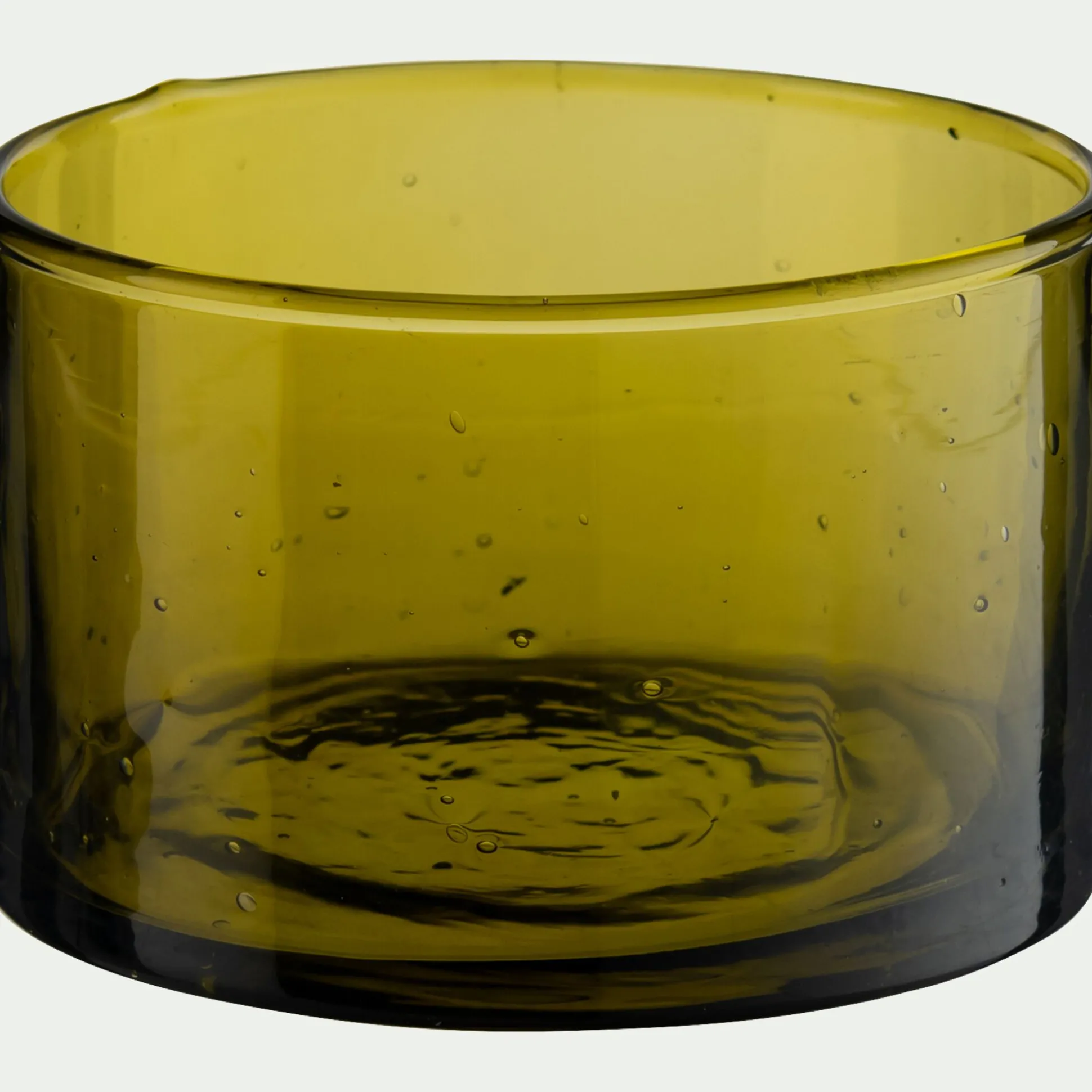 Photophore en verre bullé D8cm - vert mousse