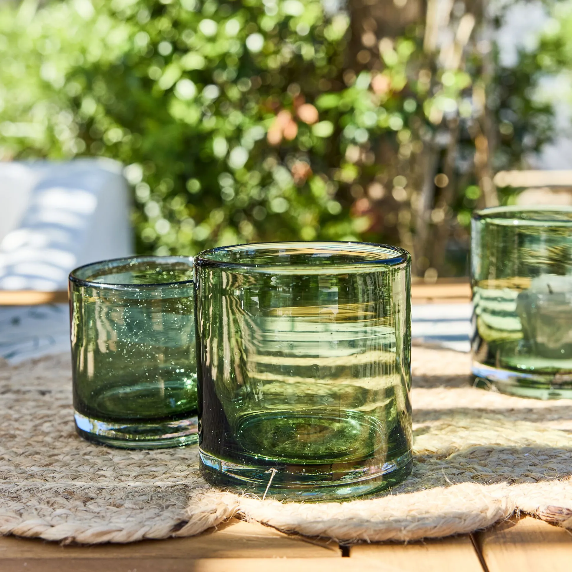 Photophore en verre bullé D8,3cm - vert