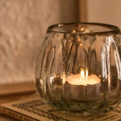 Photophore en verre D9cm - gris