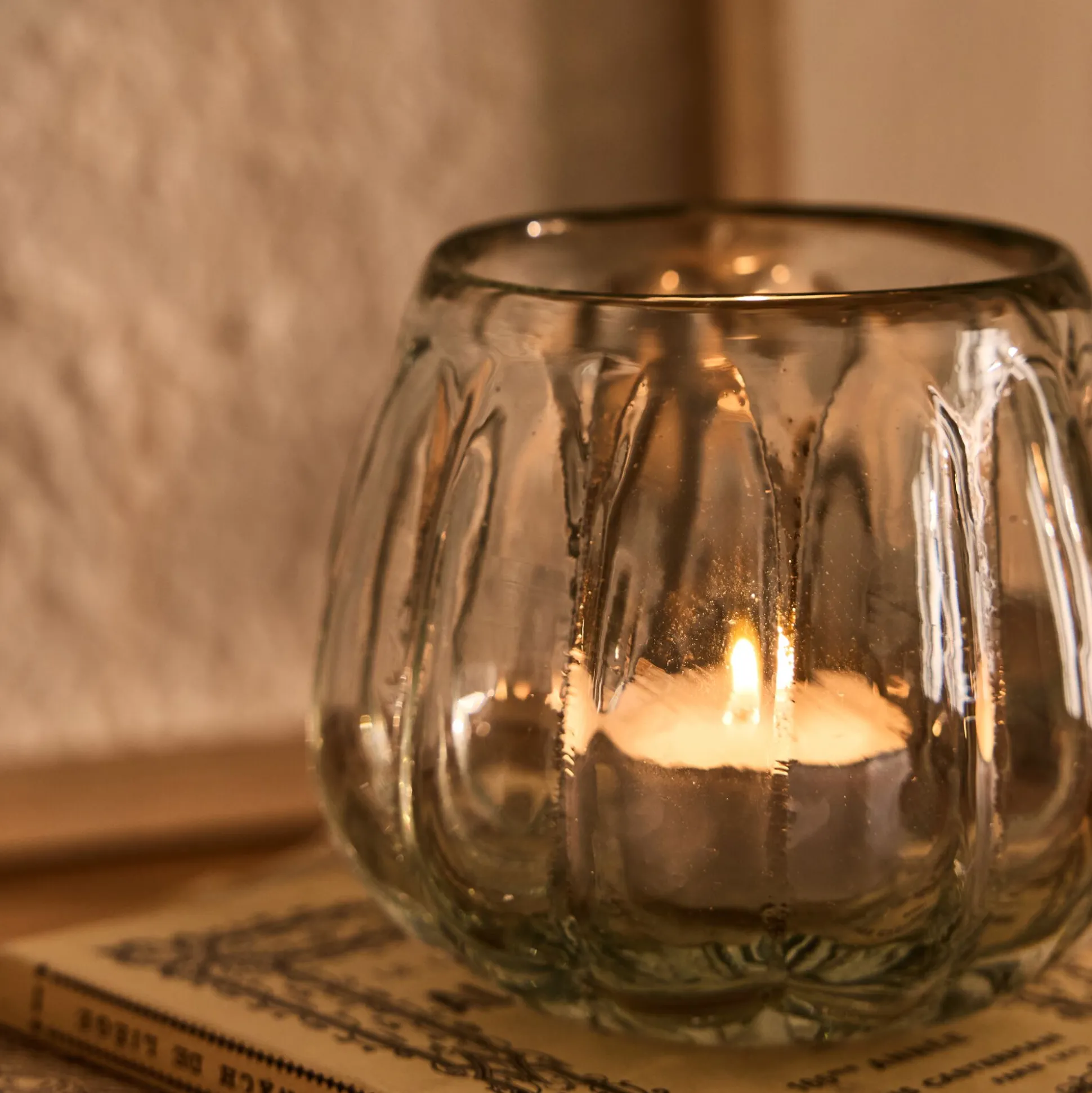 Photophore en verre D9cm - gris