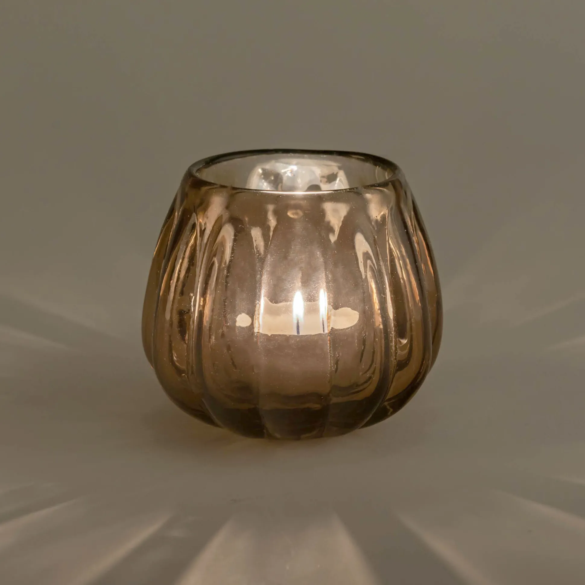 Photophore en verre D9cm - brun ombre