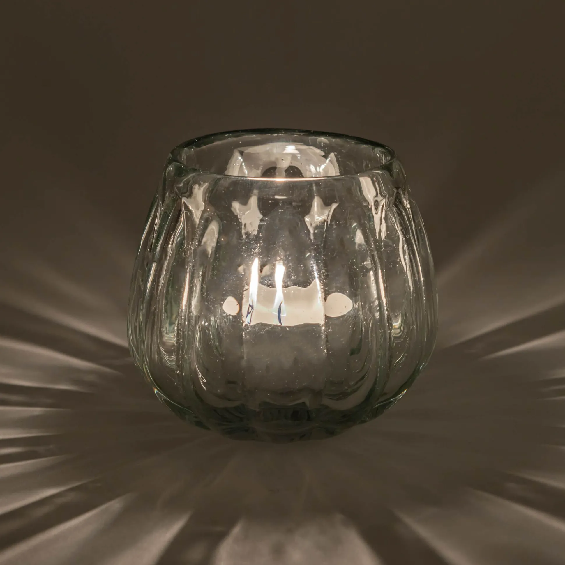 Photophore en verre D9cm - brun ombre